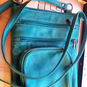 New Turquoise Butter Soft 100% Leather Compact Crossbody Bag